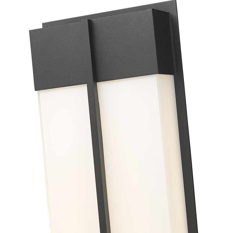 Applique murale d'extérieur 2 lumières en noir, H 24 po x l 8 po x P 3,5 po
