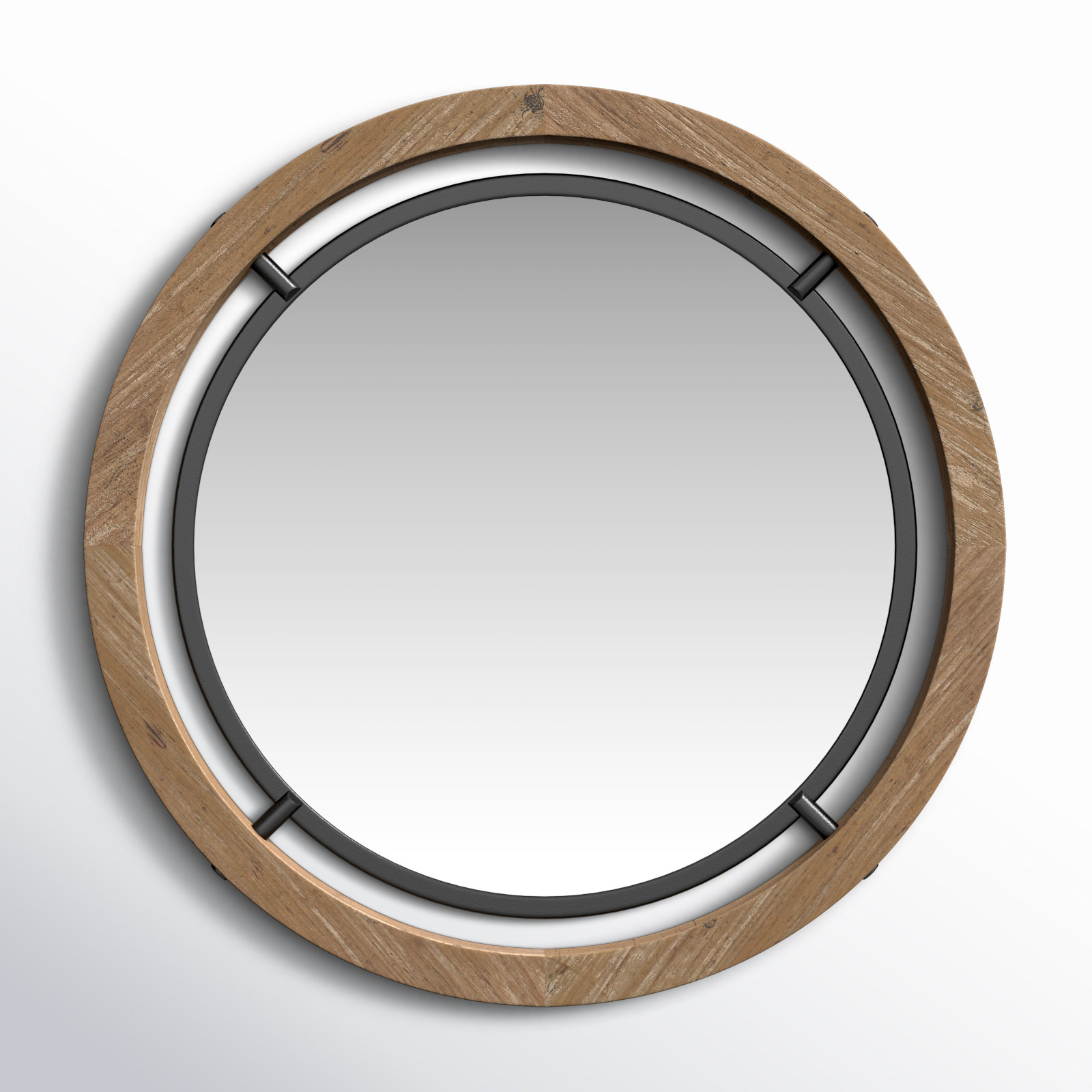 Smita Solid Wood Round Mirror, 28" x 28"