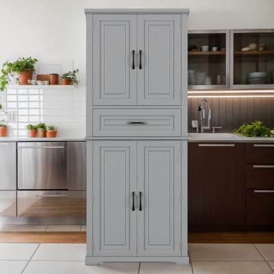 72" Tall Bathroom Storage Cabinet, Floor Storage Cabinet With Drawer,4 Doors, Freestanding Cabinet With Adjustable Shelves For Bathroom, Living Room by Lark Manor