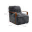 Chaise d'appoint Lama avec accoudoirs en bois, design rétro, fausse fourrure gris anthracite