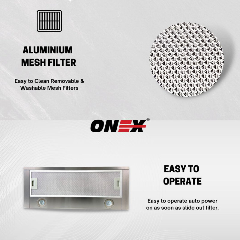 Onex Stainless Steel 400 CFM Ducted (Vented) Insert Range Hood with Mesh Filter