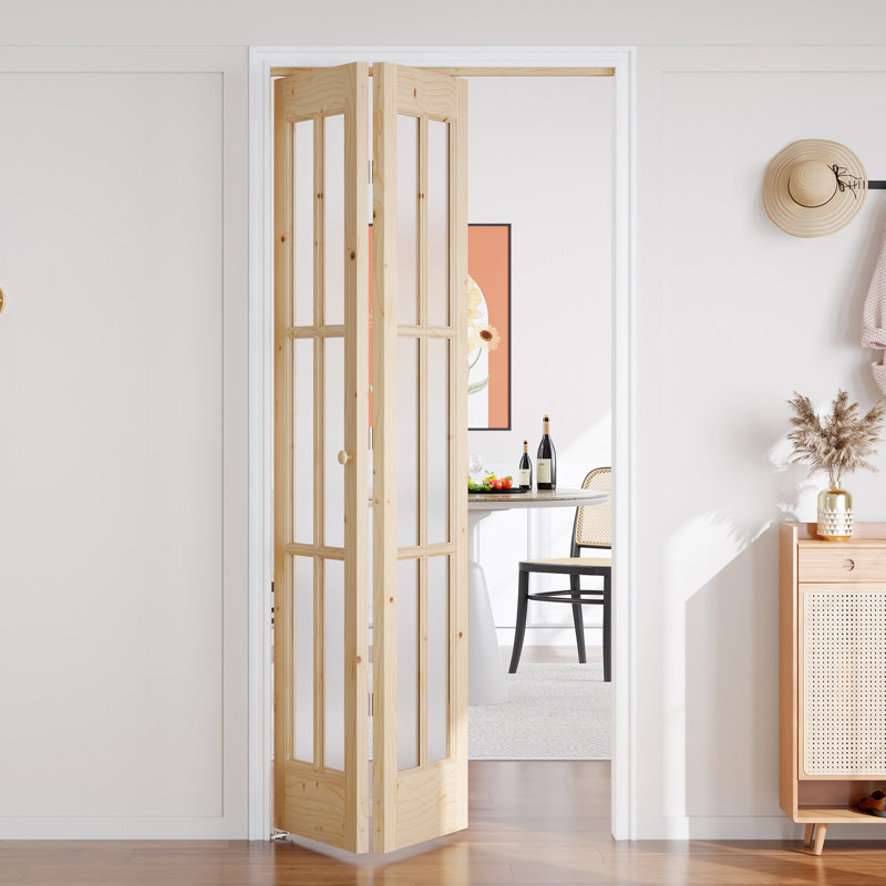 Porte pliante en verre massif non fini avec trousse de quincaillerie d'installation, 36 po x 80 po, 2