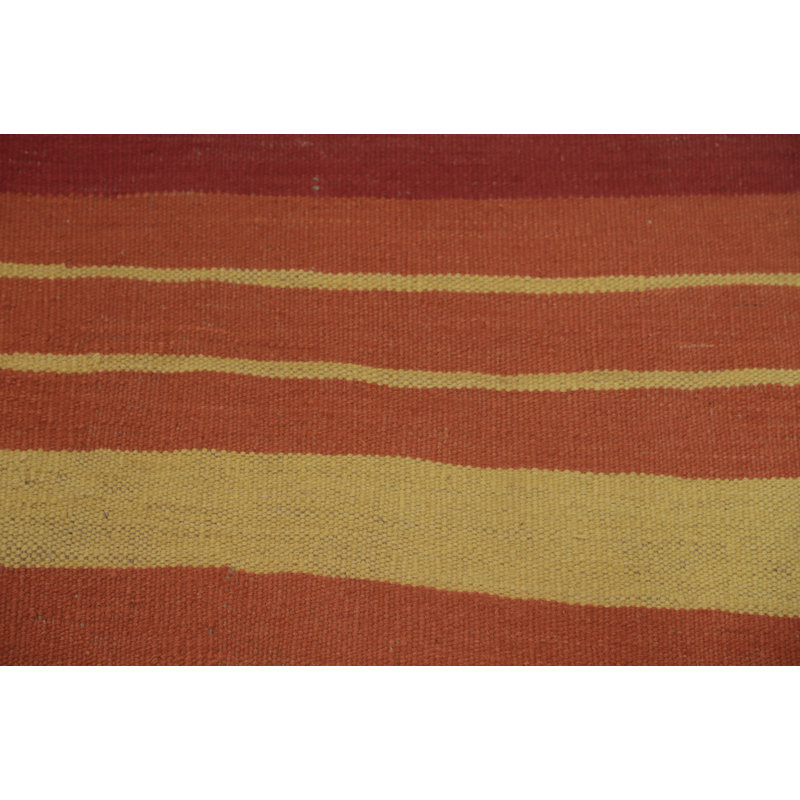 Tapis oriental rayé en laine Kilim 6 x 9