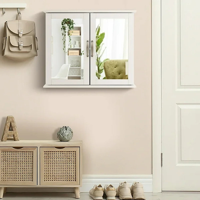 Armoire de rangement murale à miroir à 2 niveaux Breakwater Bay