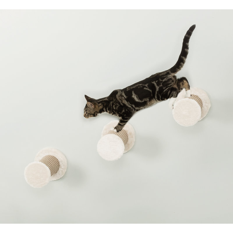 Light Gray and Brown Sisal Wall Mount Cat Climbing Steps