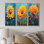 Fleur de pissenlit jaune et bleu en fleurs - Collection d'art mural traditionnel