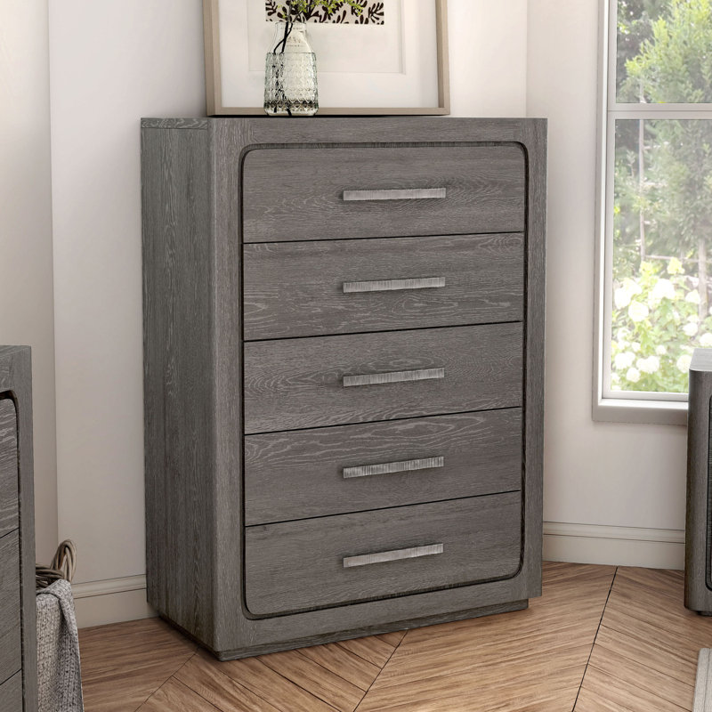 Commode 5 tiroirs Archer, Gris