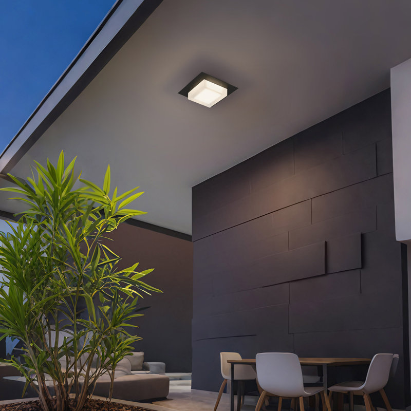 Foursquare Collection LED Flush Mount, Wet Rated for Indoor/Outdoor Use, 3-CCT Selectable, 2.75" H x 8" W x 8" D, Black