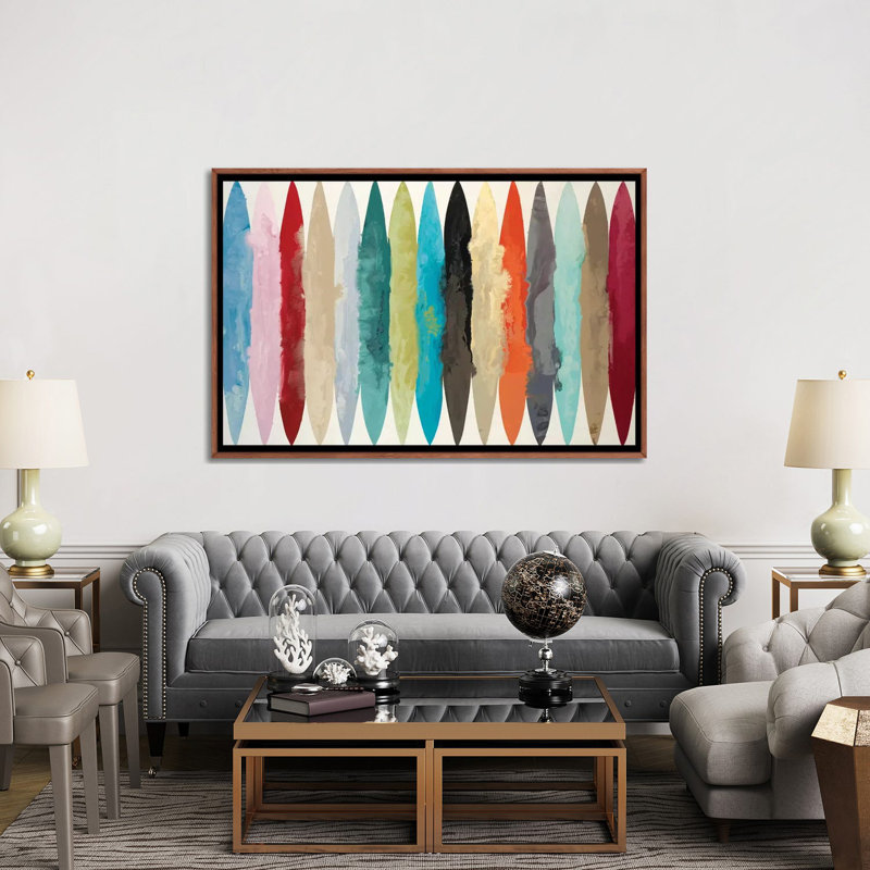 « EBB & Flow » par Randy Hibberd-impression, Toile avec cadre en bois brun classique, Pas de tapis