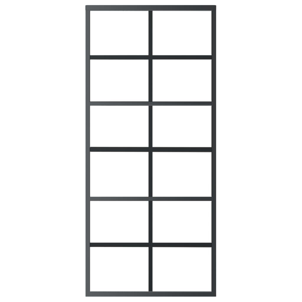 VidaXL 102.5x205cm Frosted Glass Sliding Door Kit With Hardware - Black Aluminium Frame