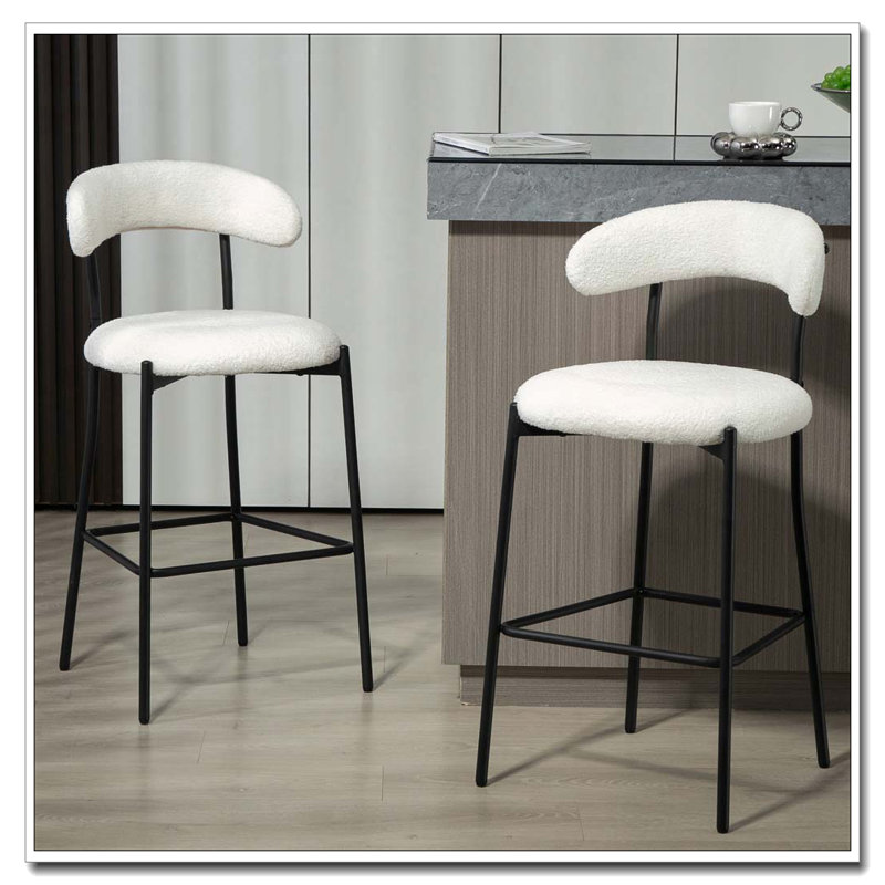 Teddy Fabric Bar Stools, White