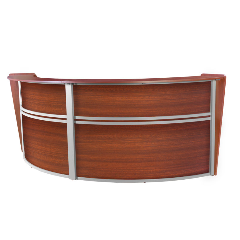 Neshelle Reception Curved Desk Workstation, 45.5" H x 72" W x 32" D, Light Brown