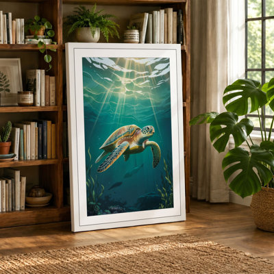 Turtle in Light Coastal - Wrapped Canvas