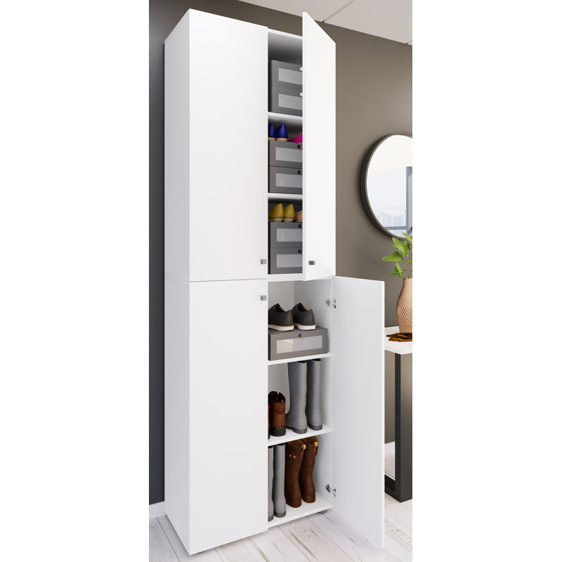 18 Pair Shoe Storage Cabinet, White