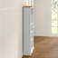 Choe 5 Shelf Tall Bookcase, White and Antique Wax Finish