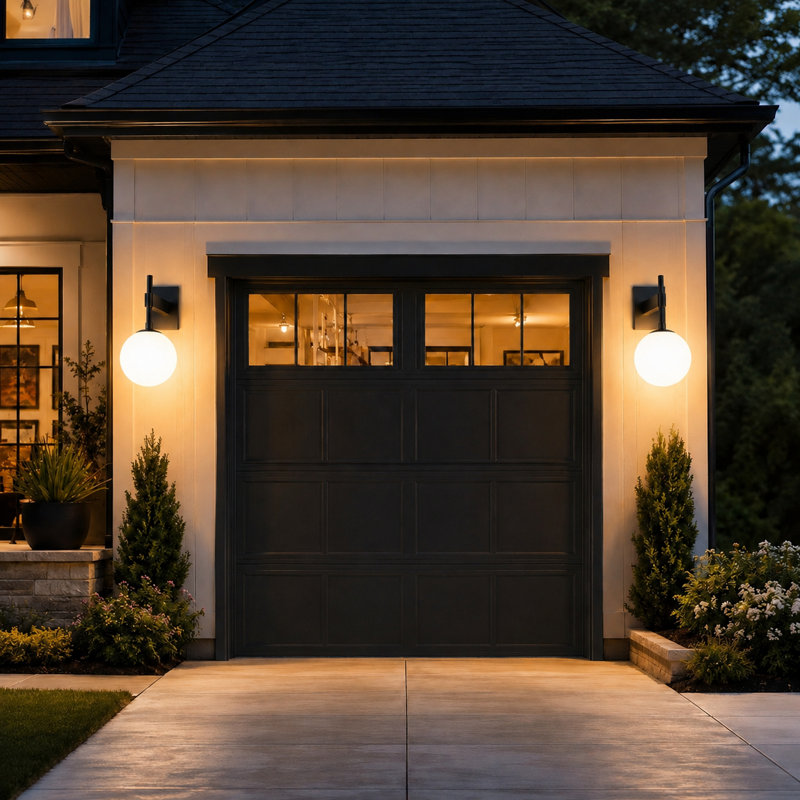 Modern 18.1"H Outdoor Wall Light, Globe Glass Porch Light, E26 Base, No