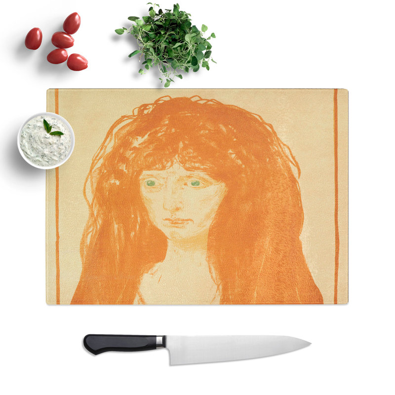 Woman with Red Hair by Edvard Munch Chopping Board, 0.4cm H x 20cm W x 28.5cm L