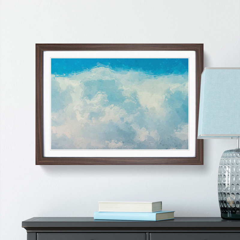The Crisp Clouds in Abstract - Picture Frame Graphic Art Print, 27cm H x 36cm W x 2cm D, Walnut Framed
