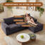 Canapé d'angle modulaire, canapé nuage en forme de U avec 1 pouf amovible, canapé profond confortable en chenille avec coussins moelleux pour salon/appartement (noir)