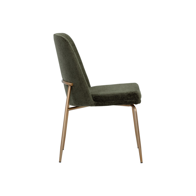 Zeke Upholstered Dining Chair, Antique Brass, Green
