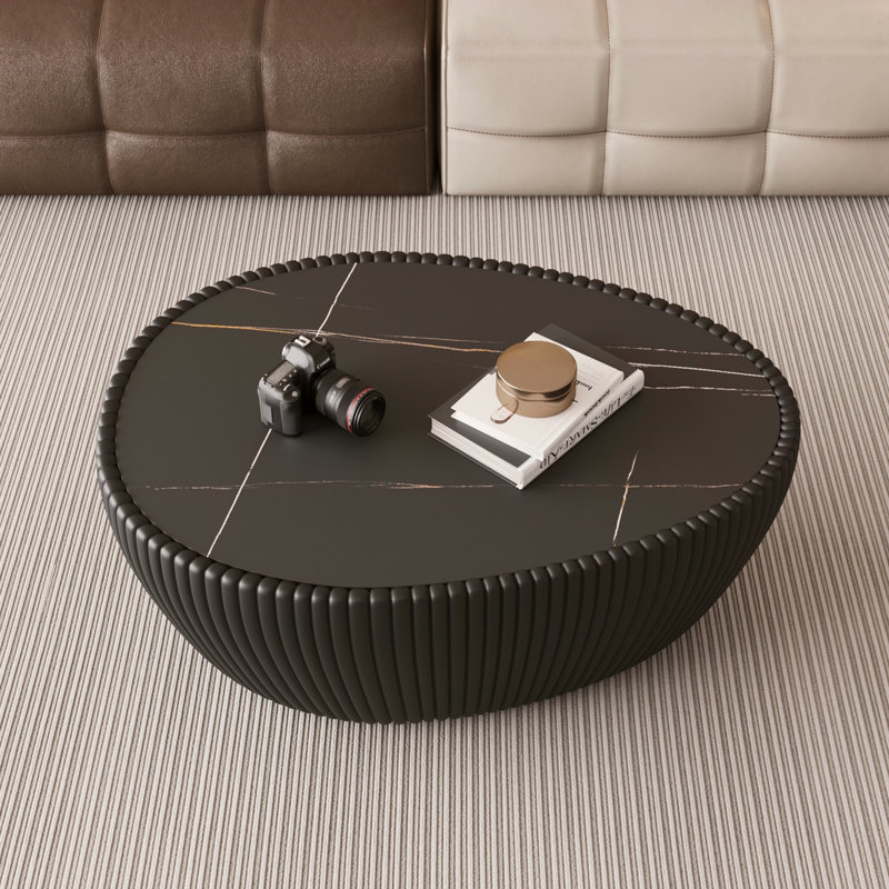 Table basse moderne en cuir fritté noir