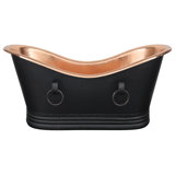 67" Hammered Copper Double Slipper Bathtub With Rings