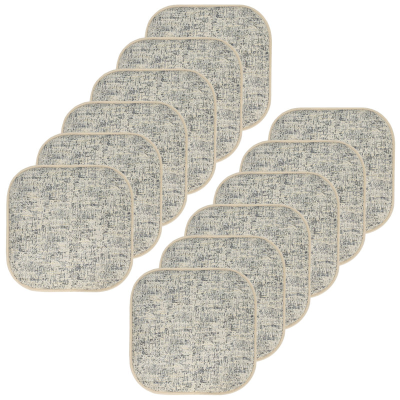 Broadway Memory Foam No Slip Back 16" x 16" Chair Pad Cushion, Cream/Blue, 12