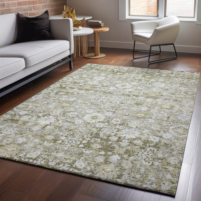 Tapis taupe Cerrito lavable à la machine de qualité supérieure, Rectangle 10 pi x 14 pi