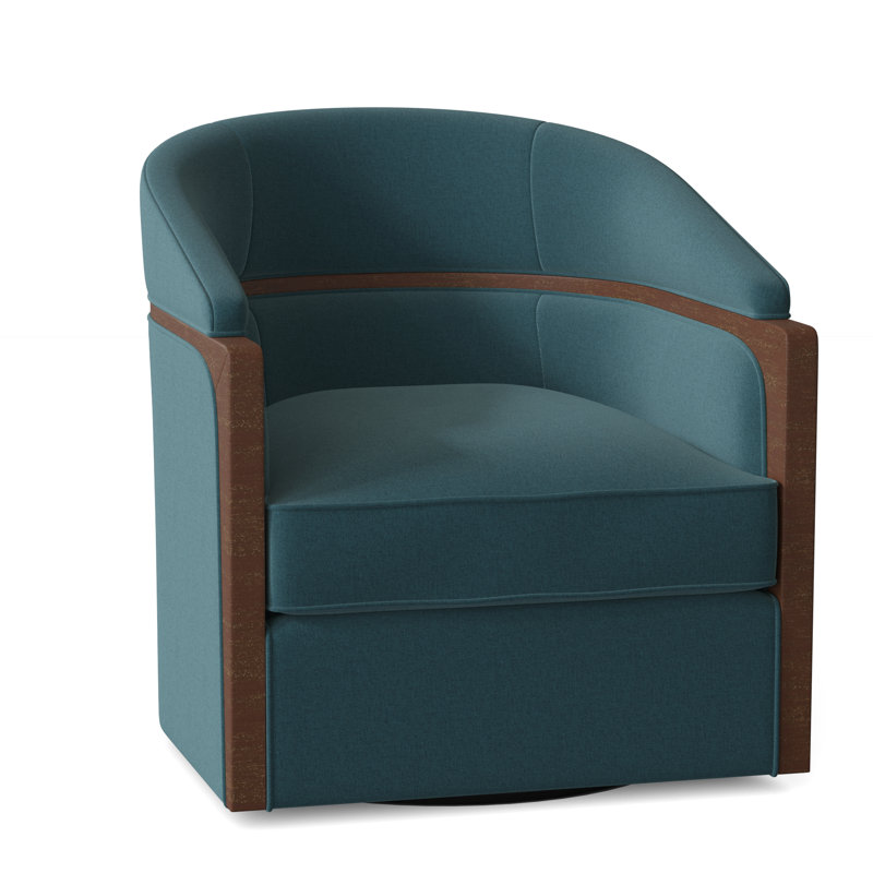 Forester Upholstered Swivel Barrel Chair, Turquoise (8789 91), Espresso