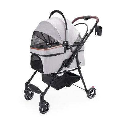 Poussette pliante pour animaux de compagnie, poussette pour animaux avec transporteur amovible et transporteur pour petits et moyens chiens et chats