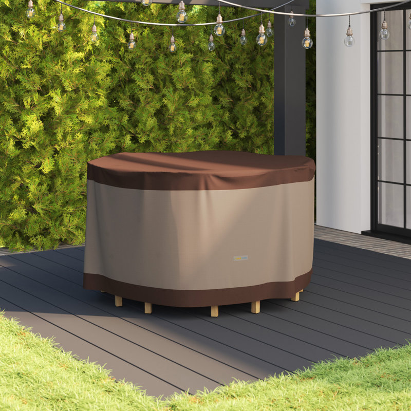 Housse de salle à manger de terrasse résistante à l’eau avec une garantie de 2 ans, H 29 po x l 84 po x P 84 po