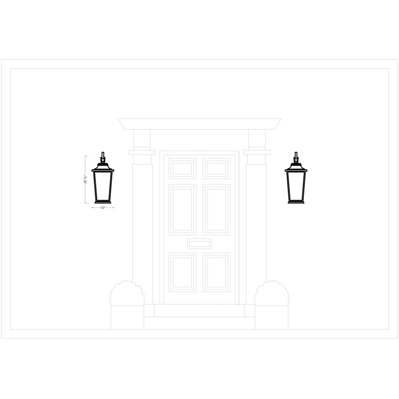 Warren LED Outdoor Wall Lantern, 25.625" H x 12" W x 13.5" D