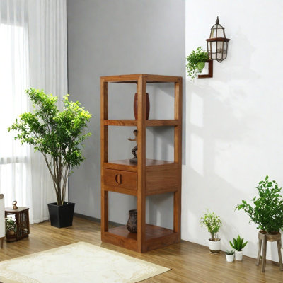 Solid wood shelf multi-layer storage rounded corne by Zhang