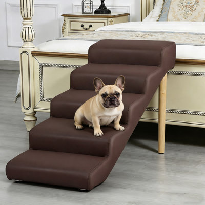 Pet Stairs With Solid Wood Frame, Non-Slip Dog Steps For Puppy, Cat Ramp Ladder For Bed, Couch, Sofa, Chair, Up To 220 Lbs