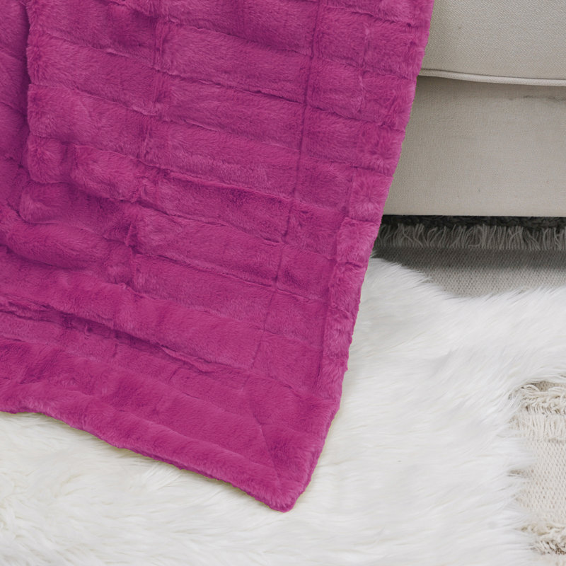 Knitted Throw Blanket, Fuchsia Rose, 127cm W x 152.4cm L