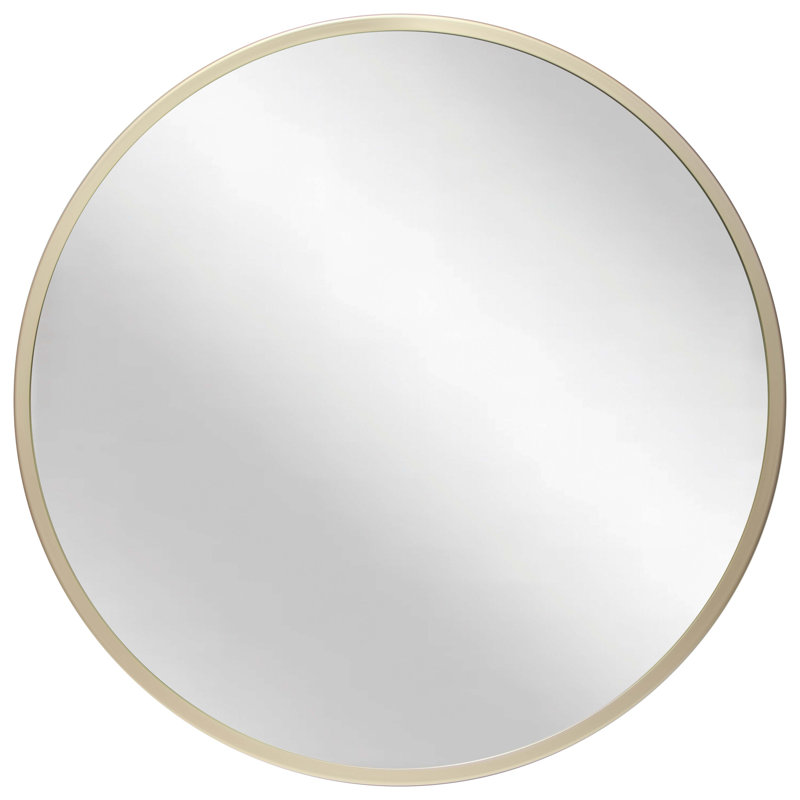 Abdera Modern/Contemporary Round Metal Wall Mirror, 23.5" x 23.5", Gold