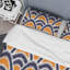 Ensemble de housse de couette abstrait orange et bleu Ikat Ogee - Microfibre de polyester-1392208798
