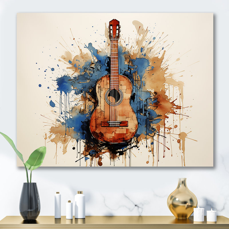 Earthy Brown, guitare mélodique - musique sur toile, Toile tendue, H 24 po x l 32 po x P 1 po
