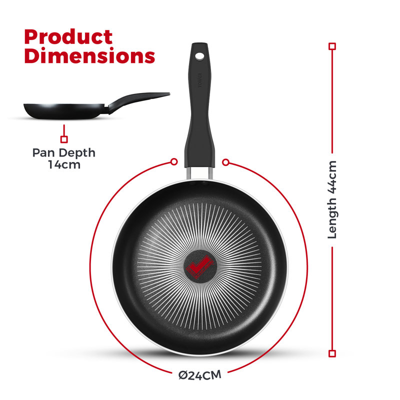 Tower SmartStart Gourmet Aluminium Frying Pan with Easy Clean Aeroglide Non-Stick, Long Lasting, Induction Compatible, Oven Safe, PFOA Free, Black