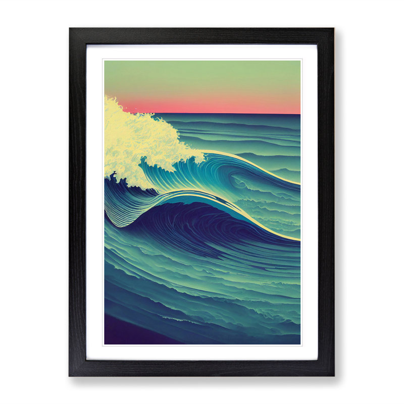 Sunset Ocean Wave No.5 - Framed Print, Black Framed, 34cm H x 25cm W x 2cm D