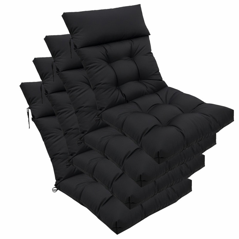 Coussin de chaise Adirondack imperméable avec attaches pour l'extérieur - Coussin de chaise berçante à dossier haut pour patio