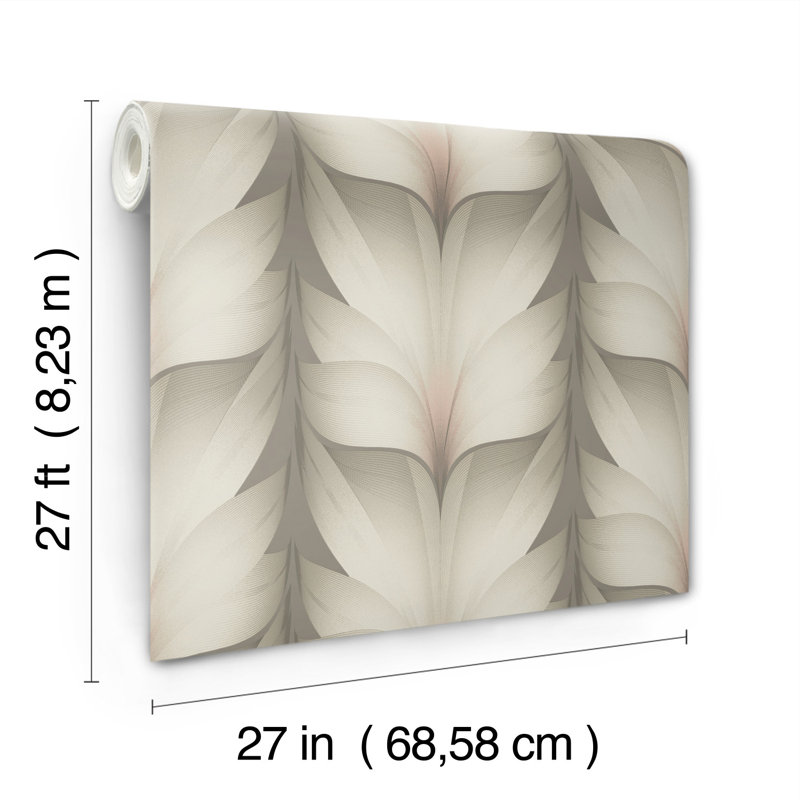 Lotus Light Stripe Geometric Wallpaper Roll, Taupe/Blush
