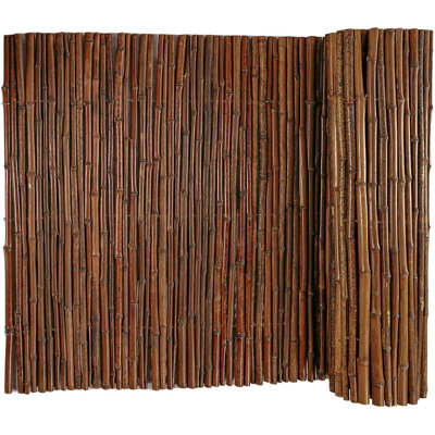 Carbonized Bamboo Fence 6ft x 8ft, Natural Outdoor Privacy Screen, Eco-Friendly Garden Fence Roll for Patio, Backyard, Balcony, and Landscape Decoration, Durable Weather-Resistant Bamboo Fencing Roll