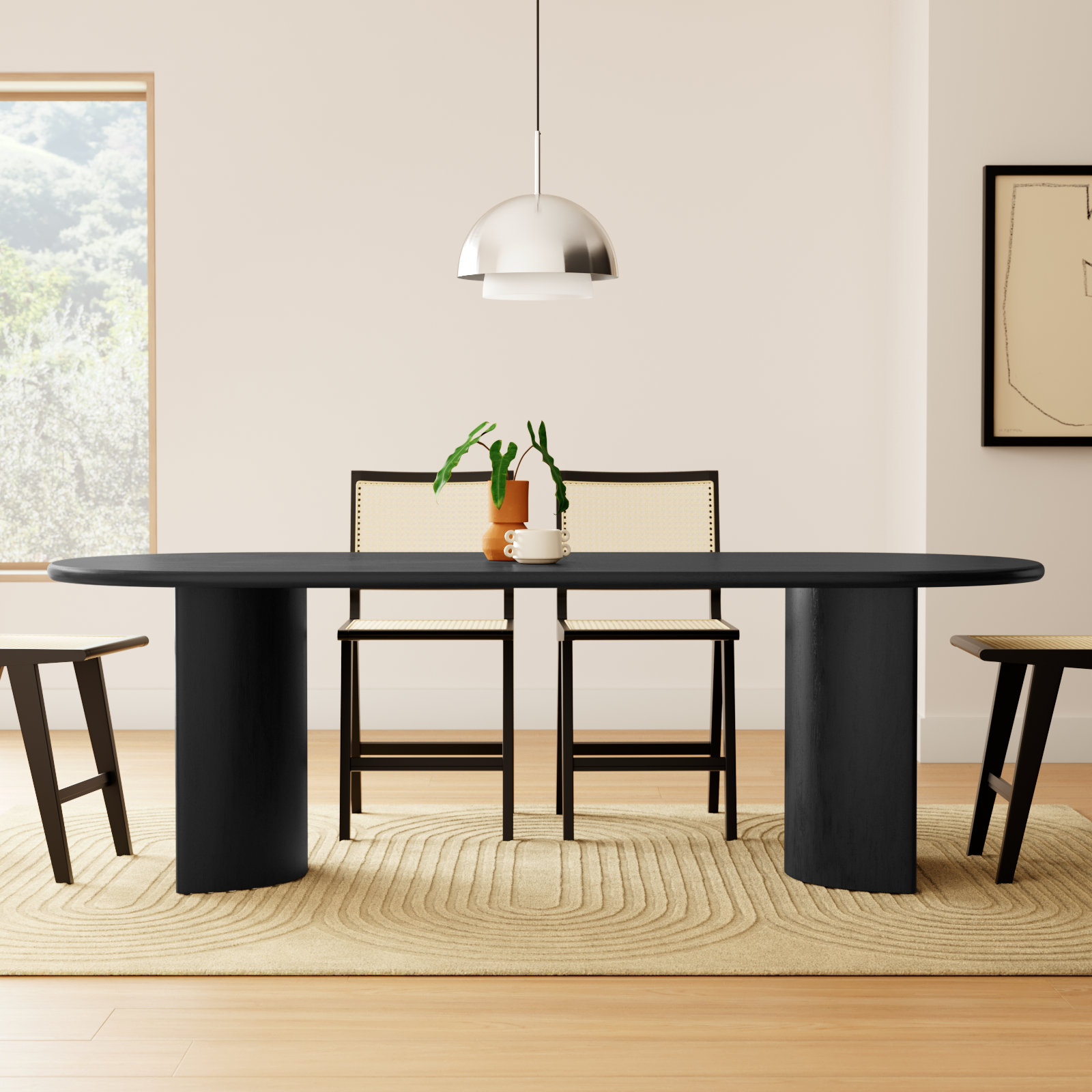 Haiden Solid Wood Dining Table, 30" H x 94" W x 42" D, Aged Black Acacia