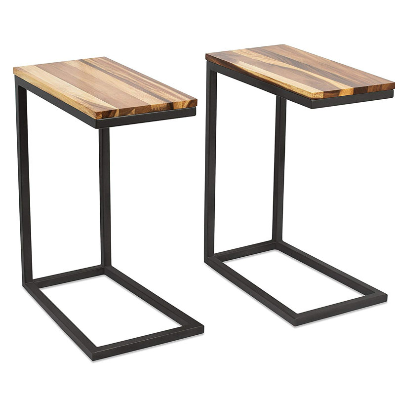 Solid Wood Top End Table Set