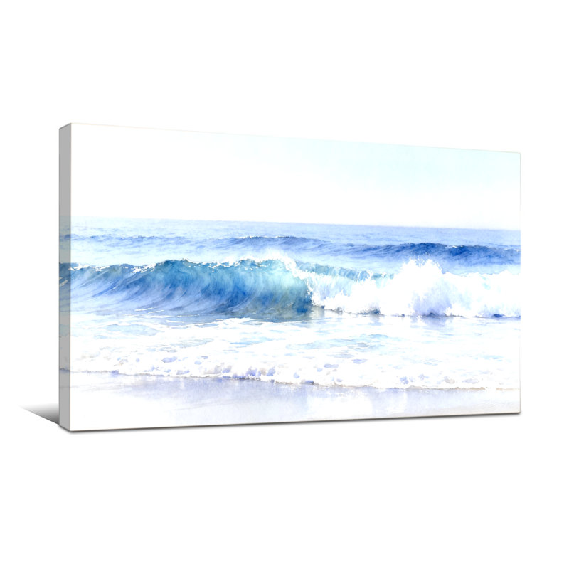 Plantes et fleurs, vagues de l'océan qui se brisent sur le rivage, H 16 po x l 32 po