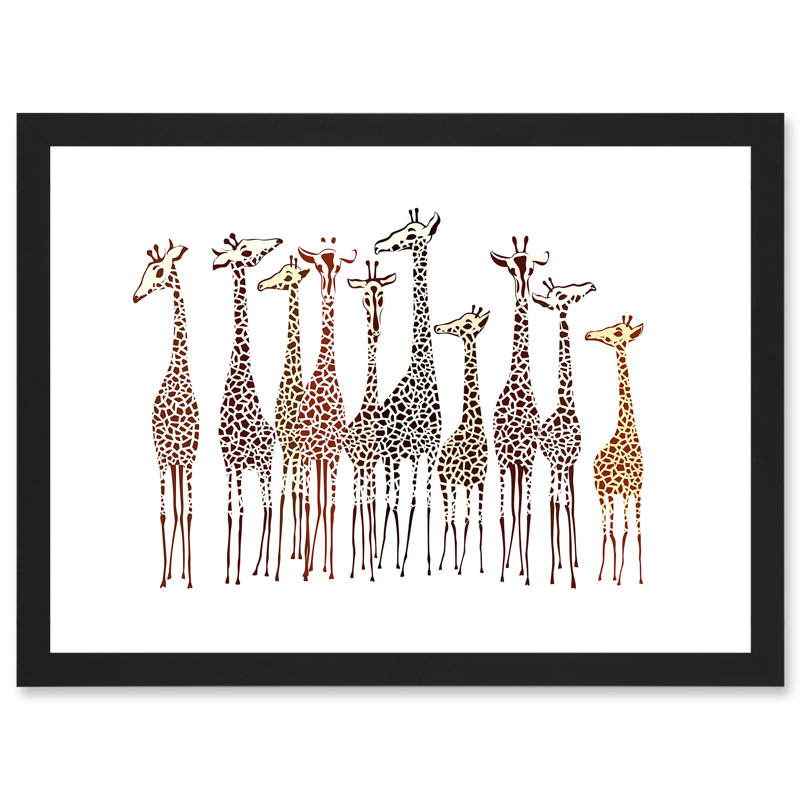 DT Group Of Giraffes Animals Nature - Single Picture Frame Print