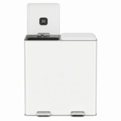Poubelle double en acier inoxydable de 16 gallons avec couvercles à fermeture en douceur