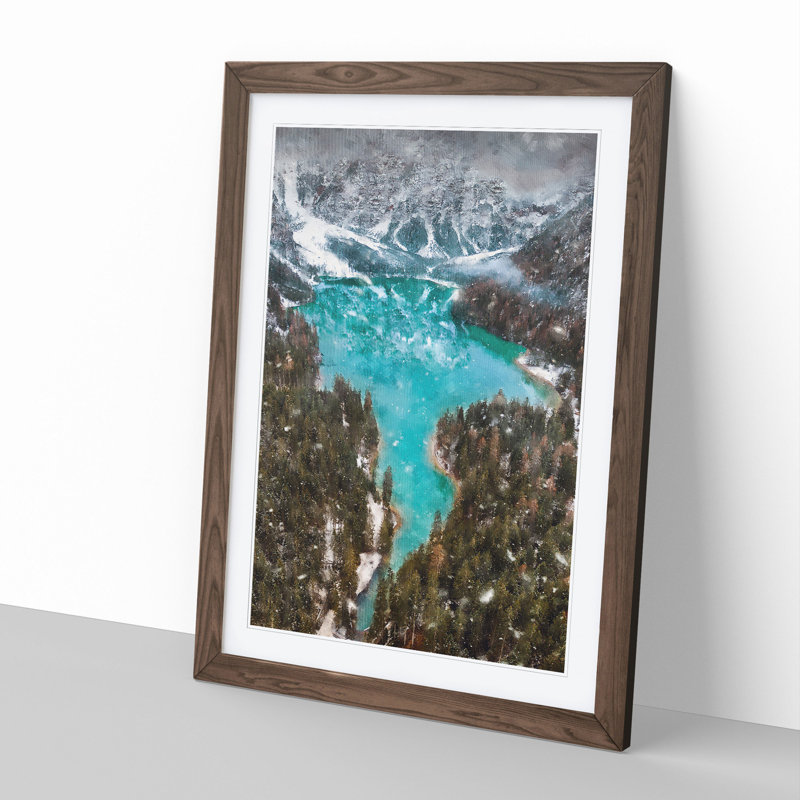 Mountain in Braies Italy - Framed Print, 65cm H x 48cm W x 2cm D, Walnut Framed