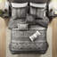 Édredon grand 7 pièces gris - Literie avec motifs de feuilles accrocheurs-125444825-125444826